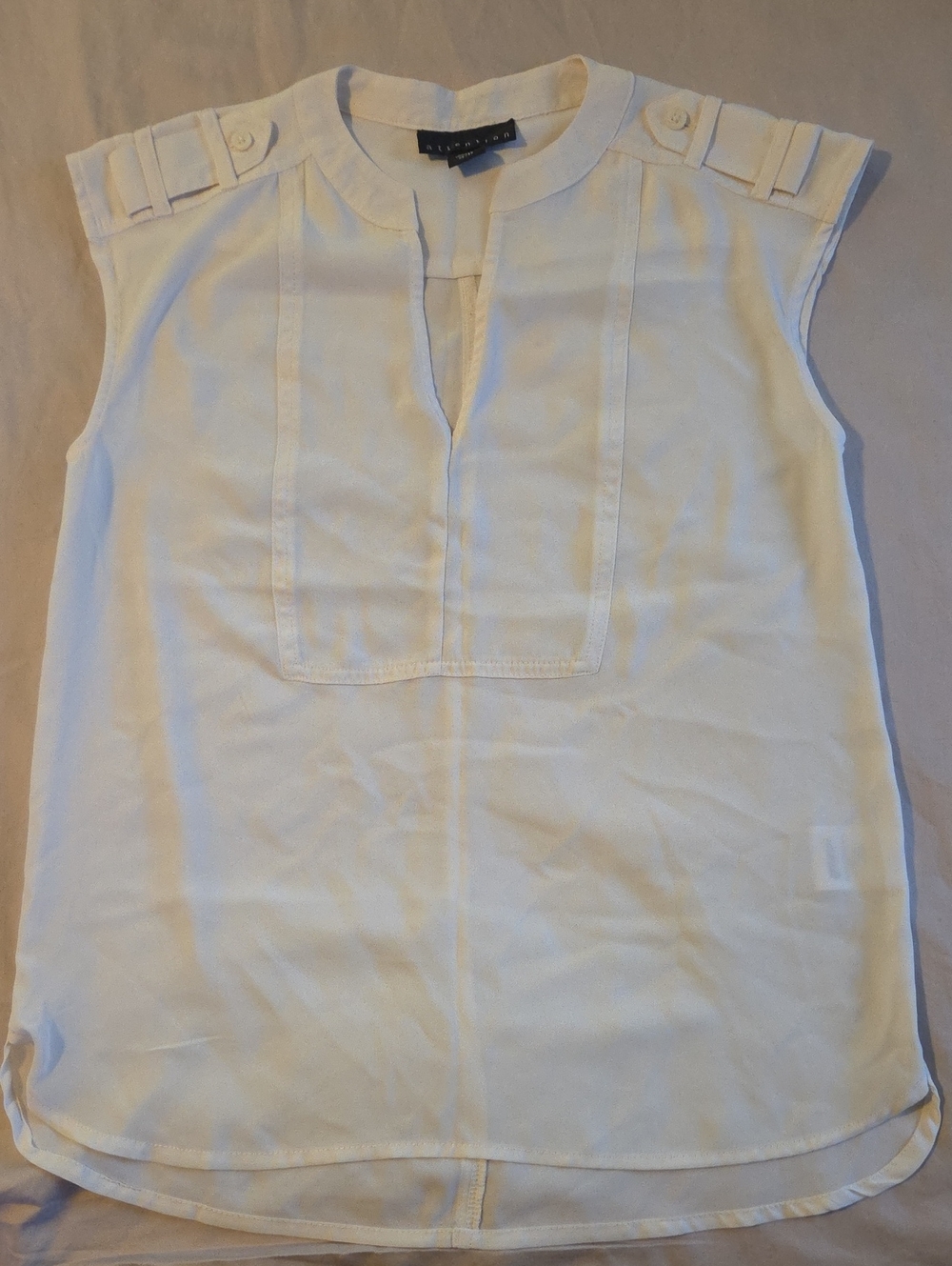 Attention Cream Sleeveless Split-Front Camisole with Shoulder Tabs